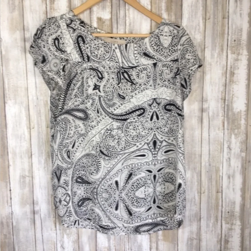 Loft Black & White Shadow Paisley Blouse - Picture 2 of 5
